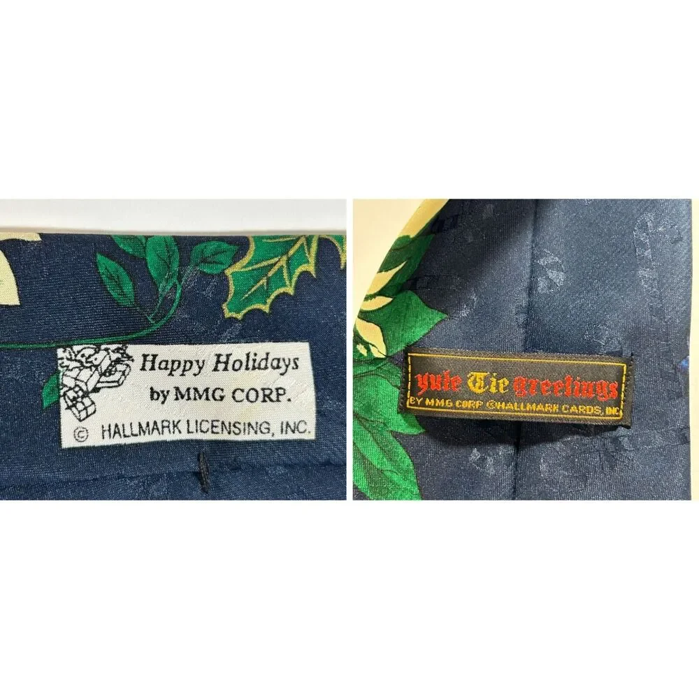 Hallmark Yule Tie Greetings Neck Tie Holiday Christmas Santa Candy Cane Lot of 2